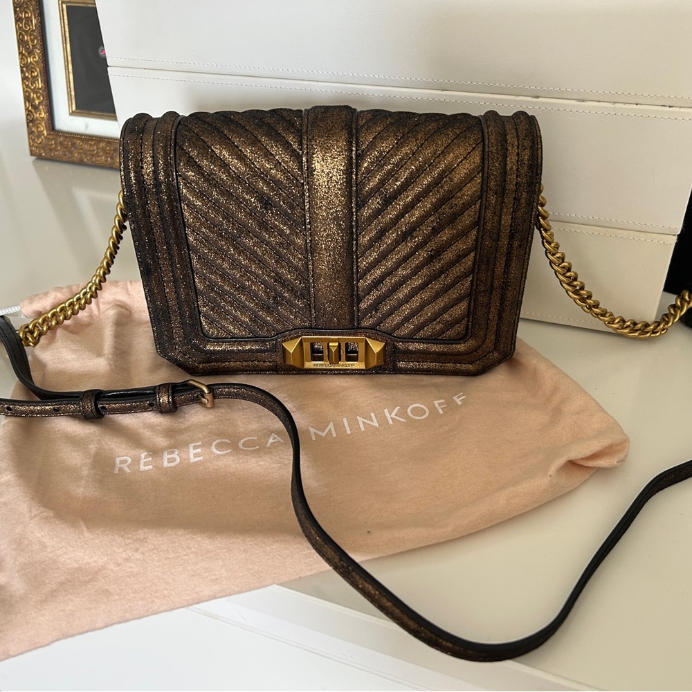 Rebecca Minkoff Quilted Love Crossbody Bag with Chain Strap